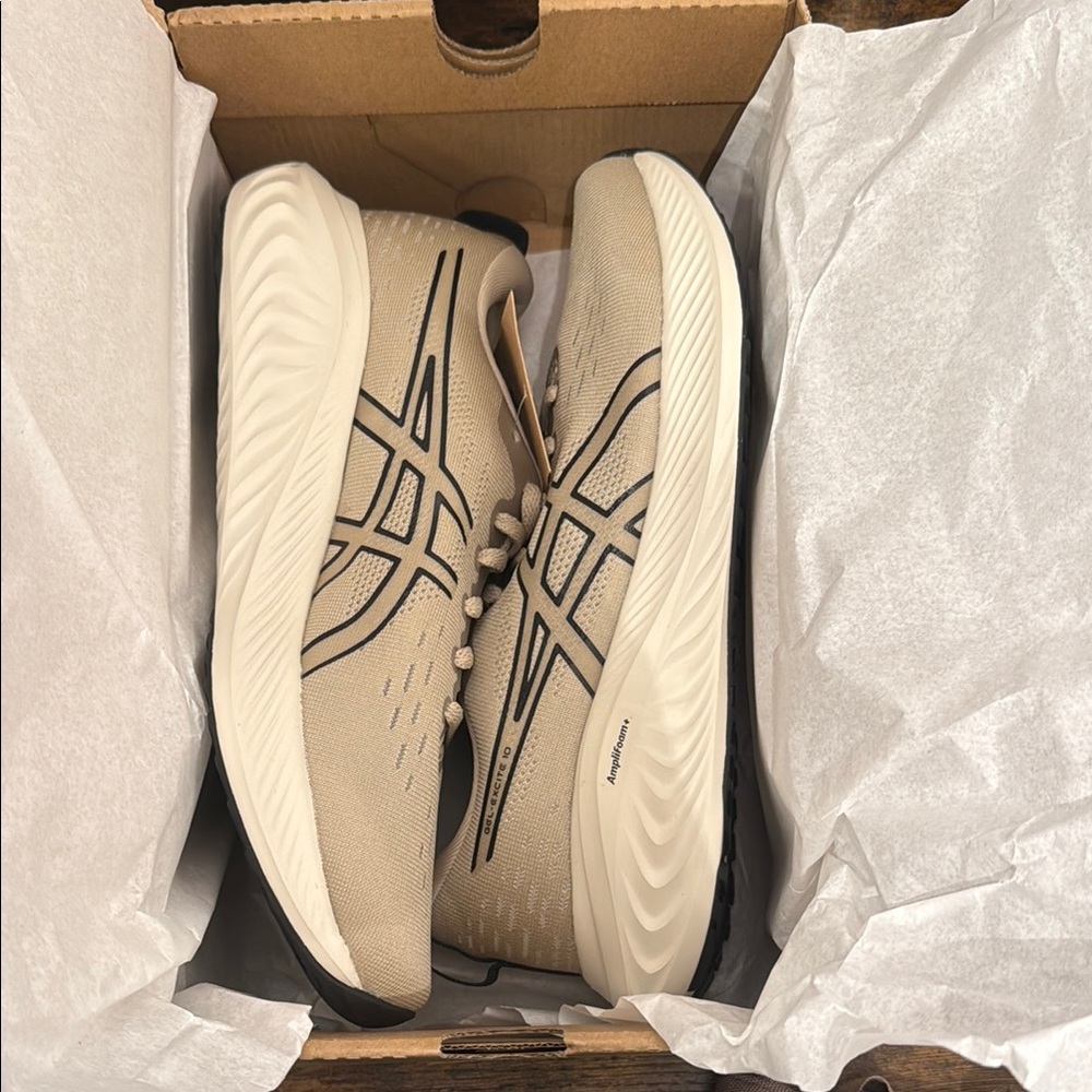 Asics Beige and Black Performance Running Sneakers